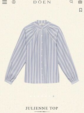 NWOT DOEN Julienne Striped Button-Up Top in Light Blue & White size M